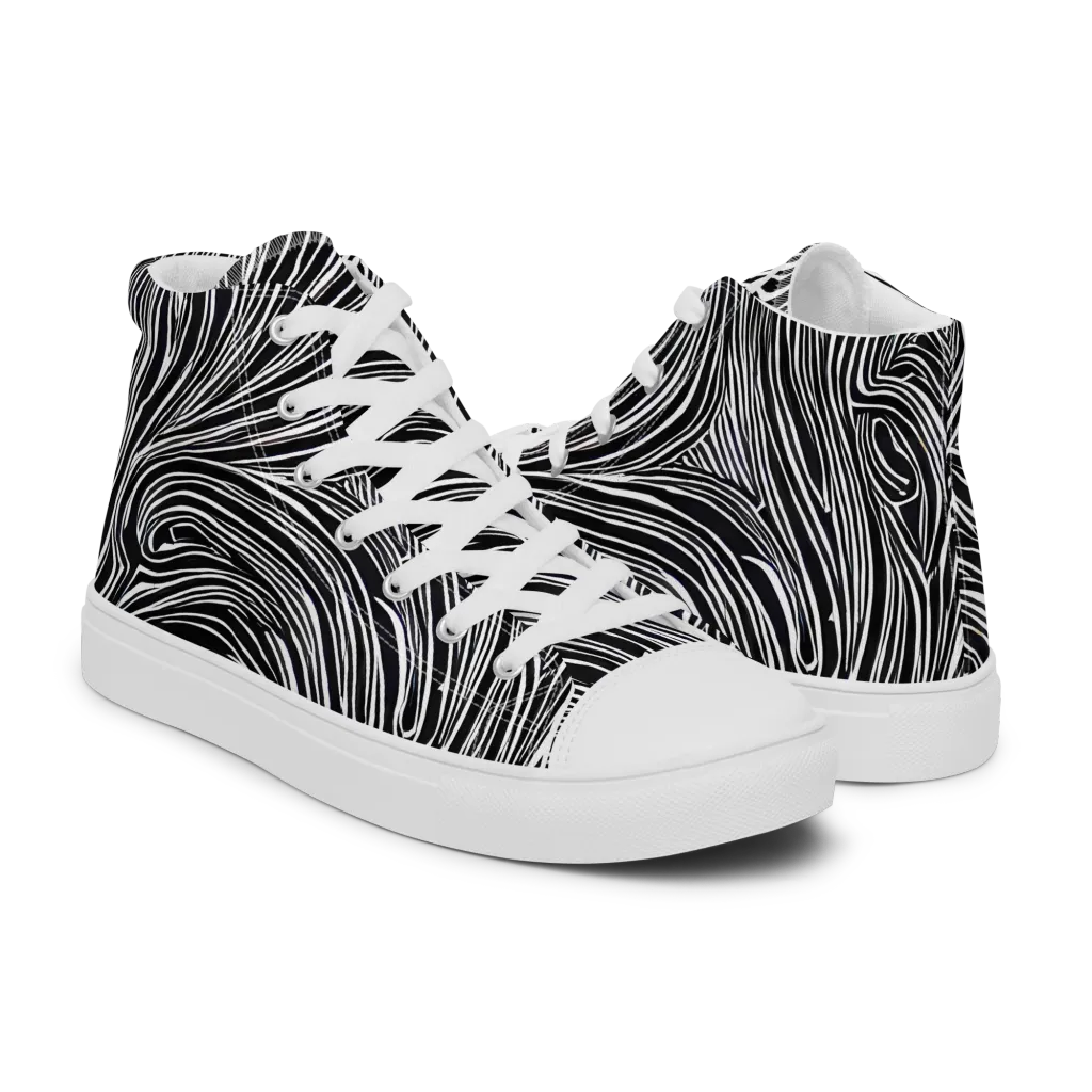 Zebra Vortex on Men's High Top Canvas Shoes — Right