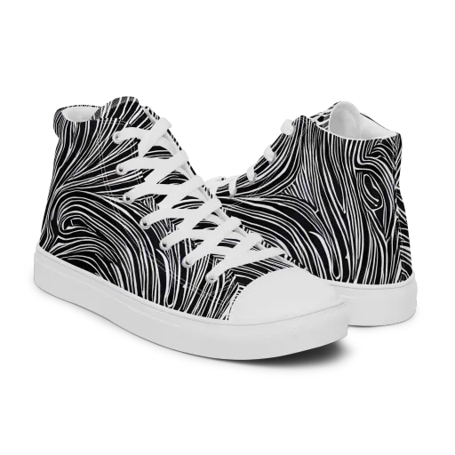 Zebra Vortex on a Men's High Top Canvas Shoes