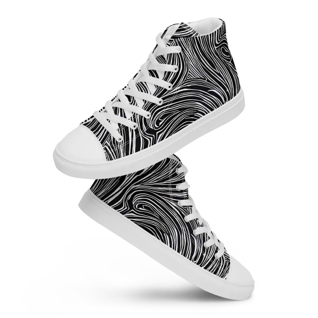 Zebra Vortex on Men's High Top Canvas Shoes — Front