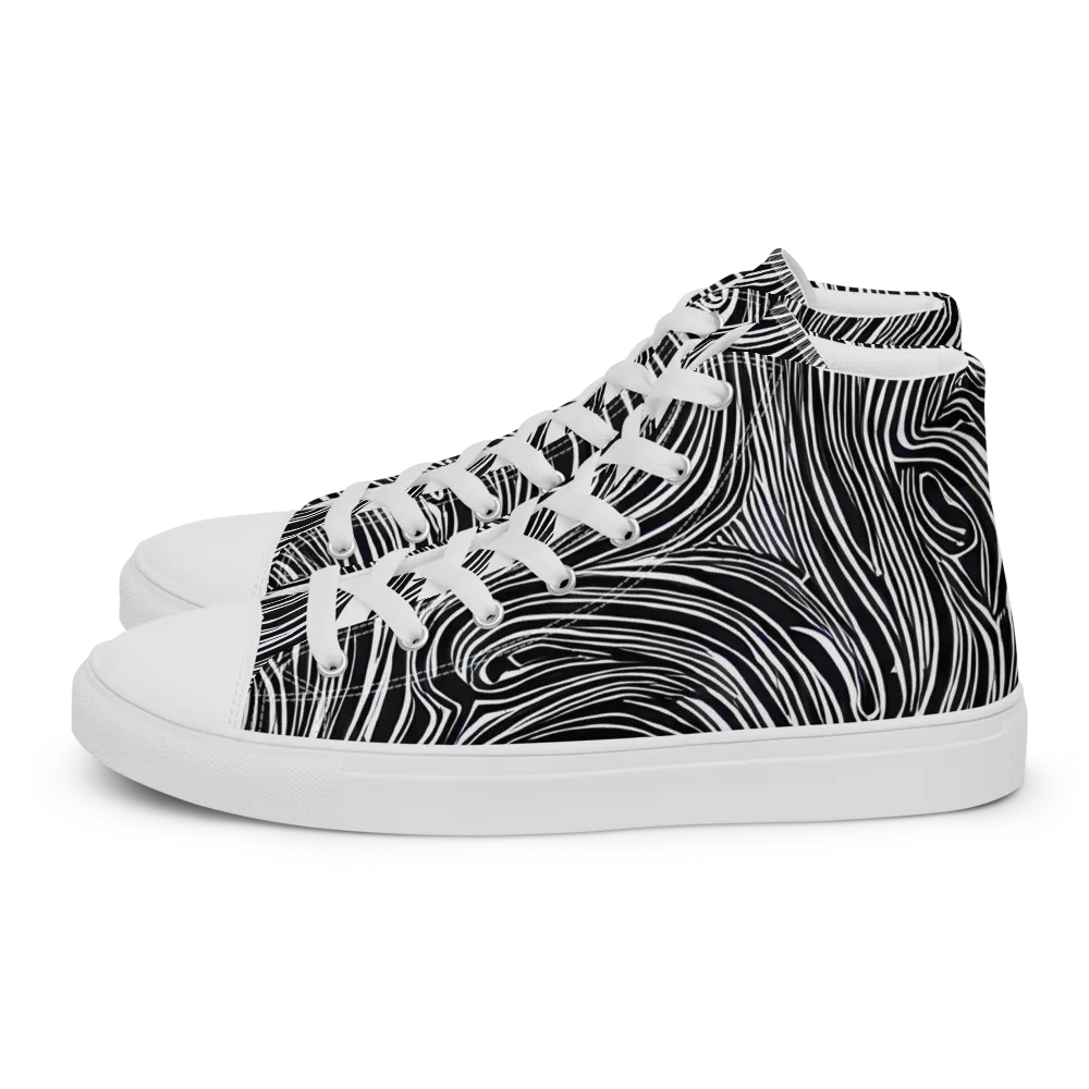 Zebra Vortex on Women's High Top Canvas Shoes — Left