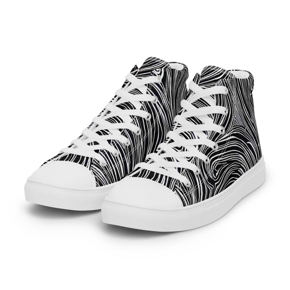 Zebra Vortex on Women's High Top Canvas Shoes — Left Front