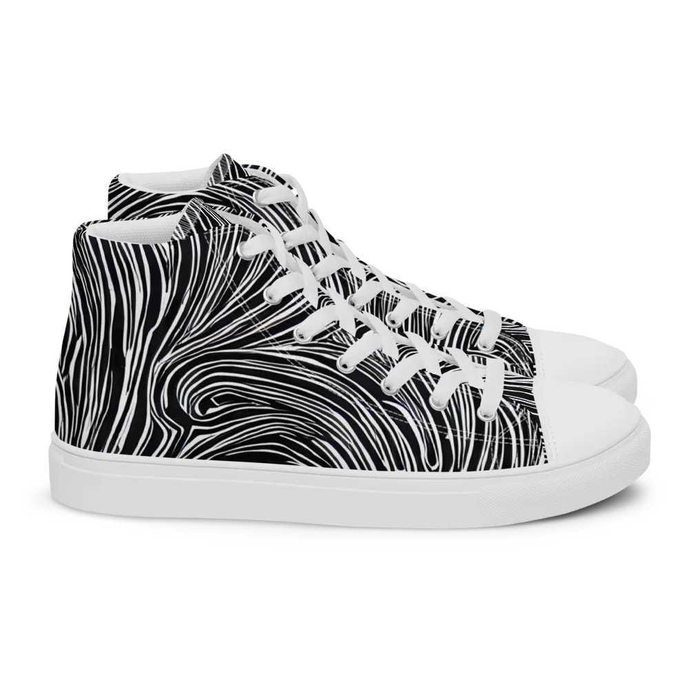 Zebra Vortex on Women's High Top Canvas Shoes — Right