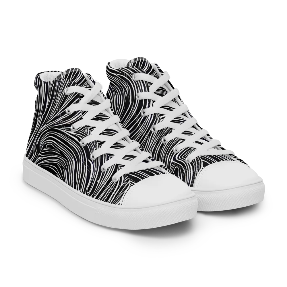 Zebra Vortex on Women's High Top Canvas Shoes — Right Front