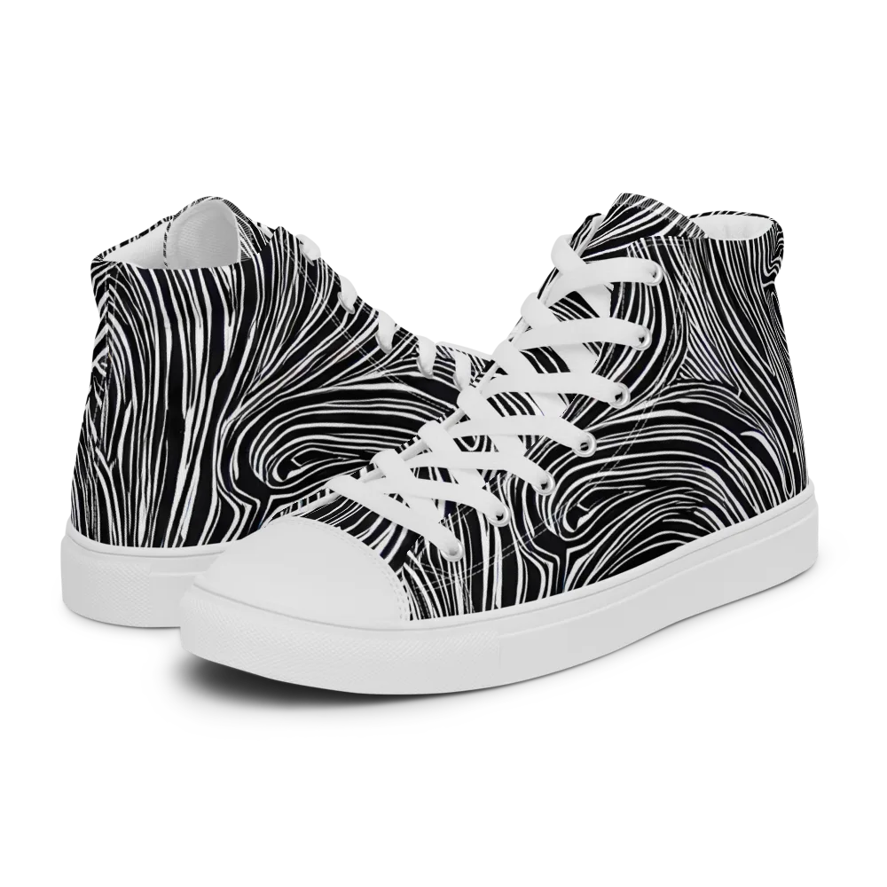 Zebra Vortex on Women's High Top Canvas Shoes — Left