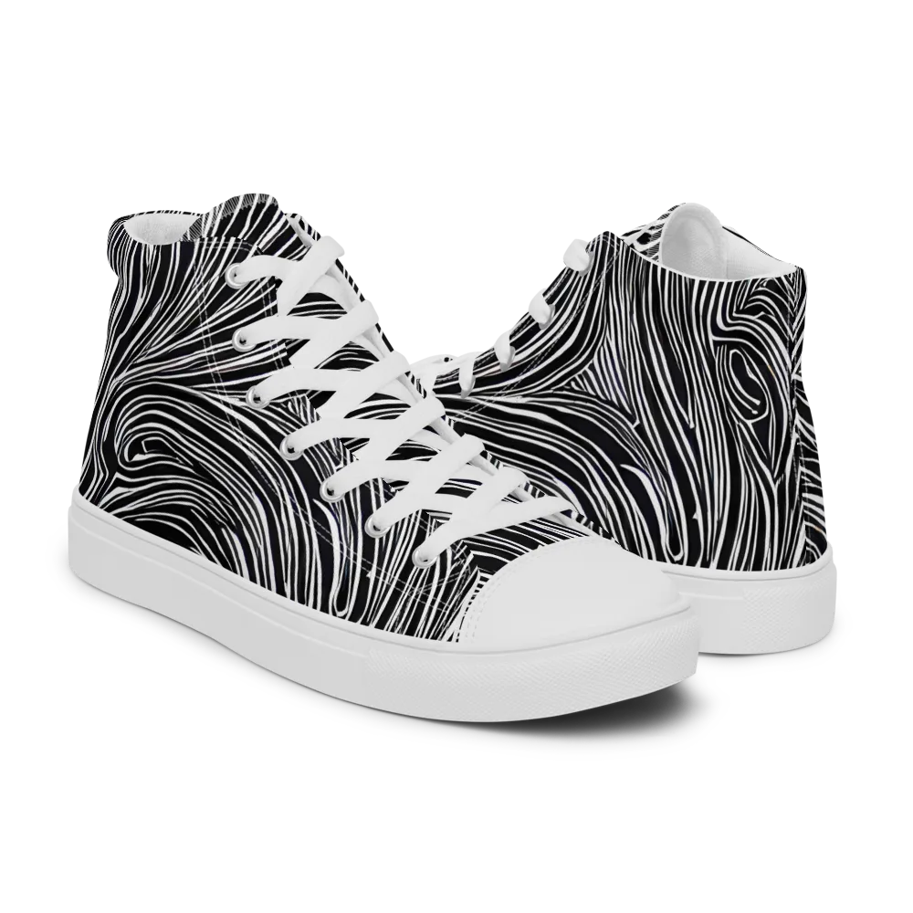 Zebra Vortex on Women's High Top Canvas Shoes — Right