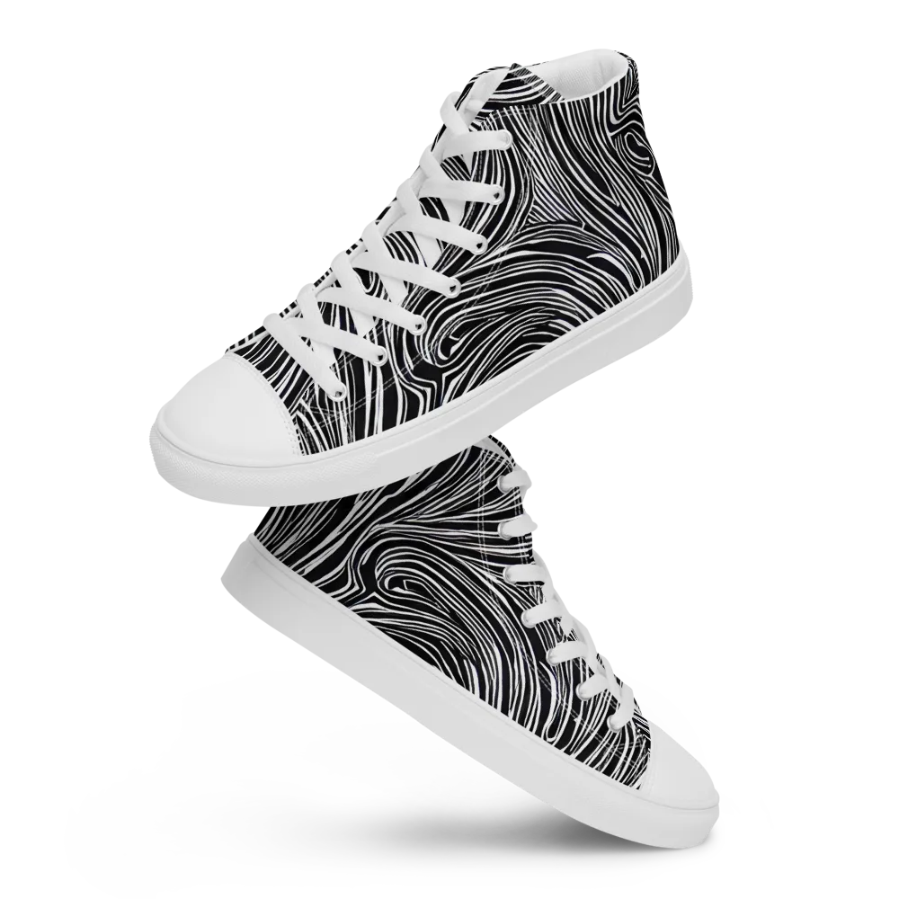 Zebra Vortex on Women's High Top Canvas Shoes — Front
