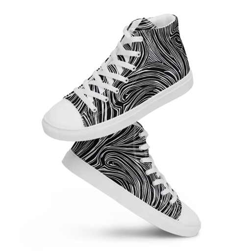 Zebra Vortex on a Women's High Top Canvas Shoes