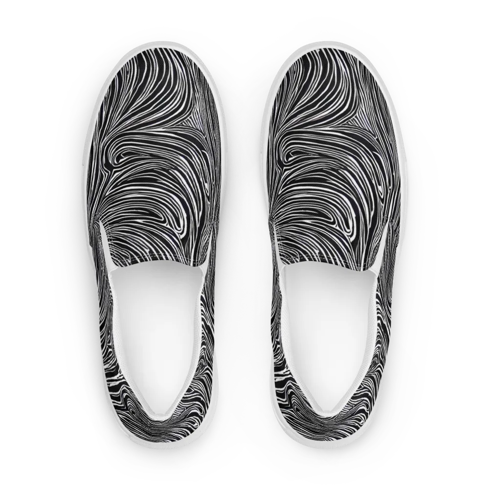 Zebra Vortex on Men's Slip-On Canvas Shoes — Front