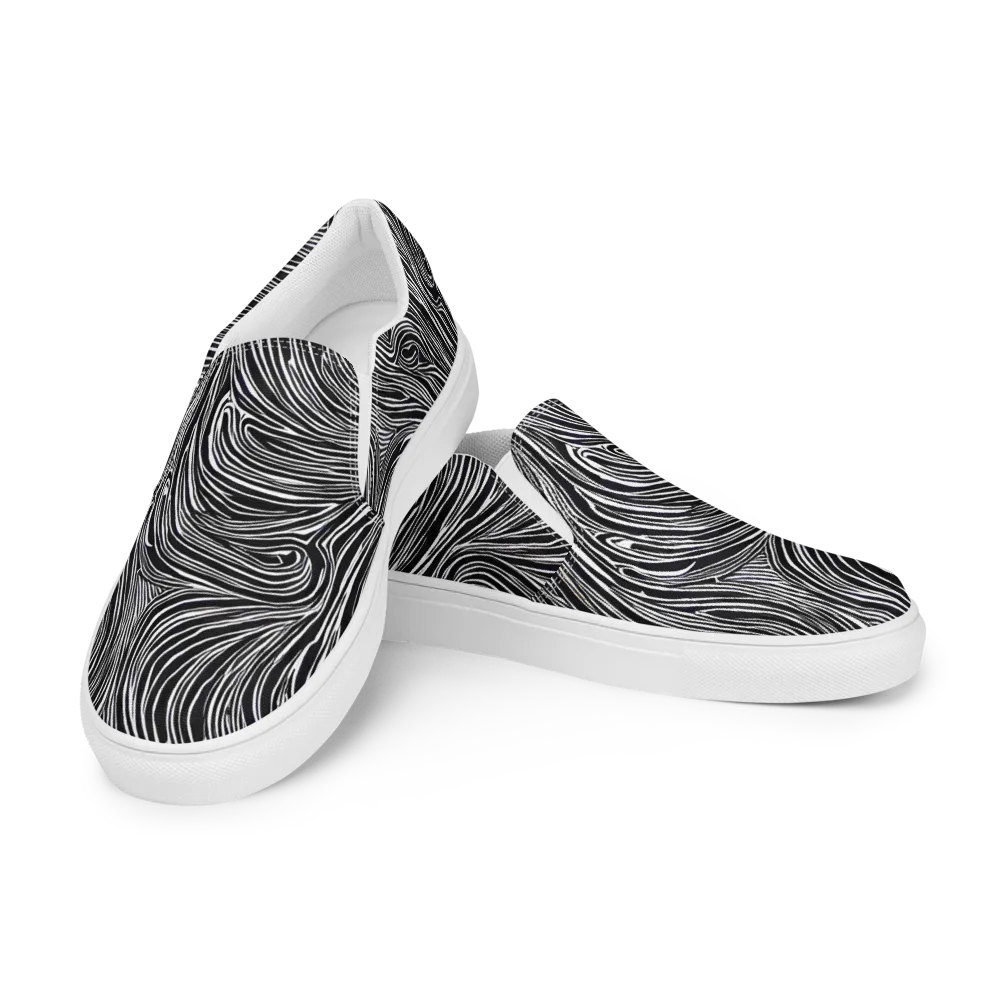 Zebra Vortex on Men's Slip-On Canvas Shoes — Left Front
