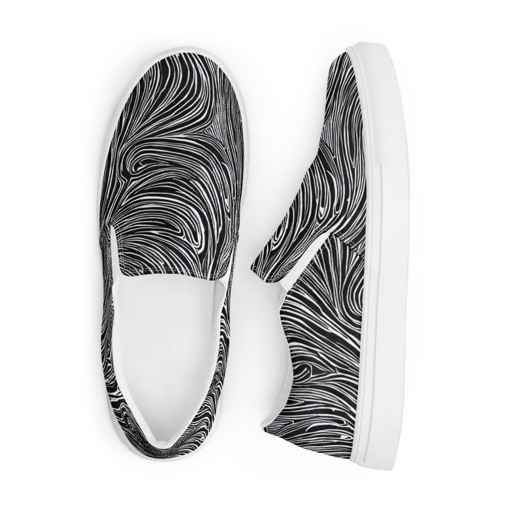 Zebra Vortex on Men's Slip-On Canvas Shoes — Front