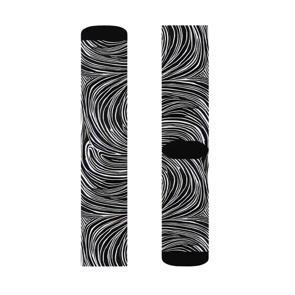Zebra Vortex on Socks — Right Sock