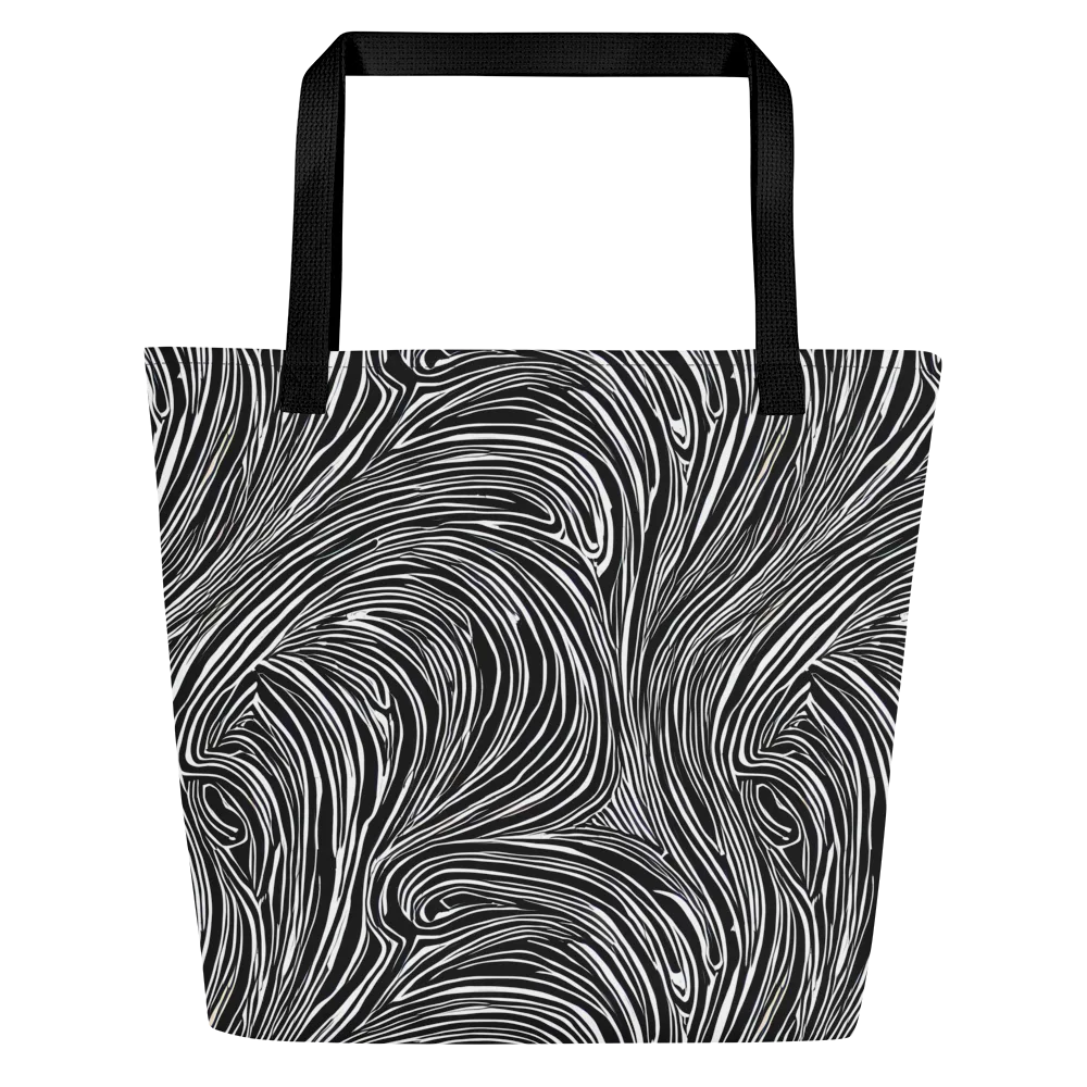 Zebra Vortex on Large Tote Bag W/ Pocket — Front