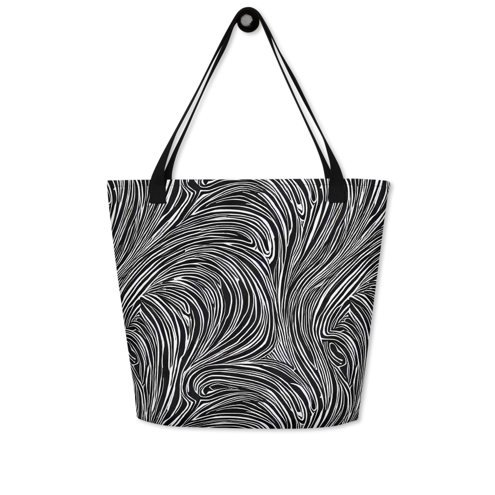 Zebra Vortex on Large Tote Bag W/ Pocket — Front