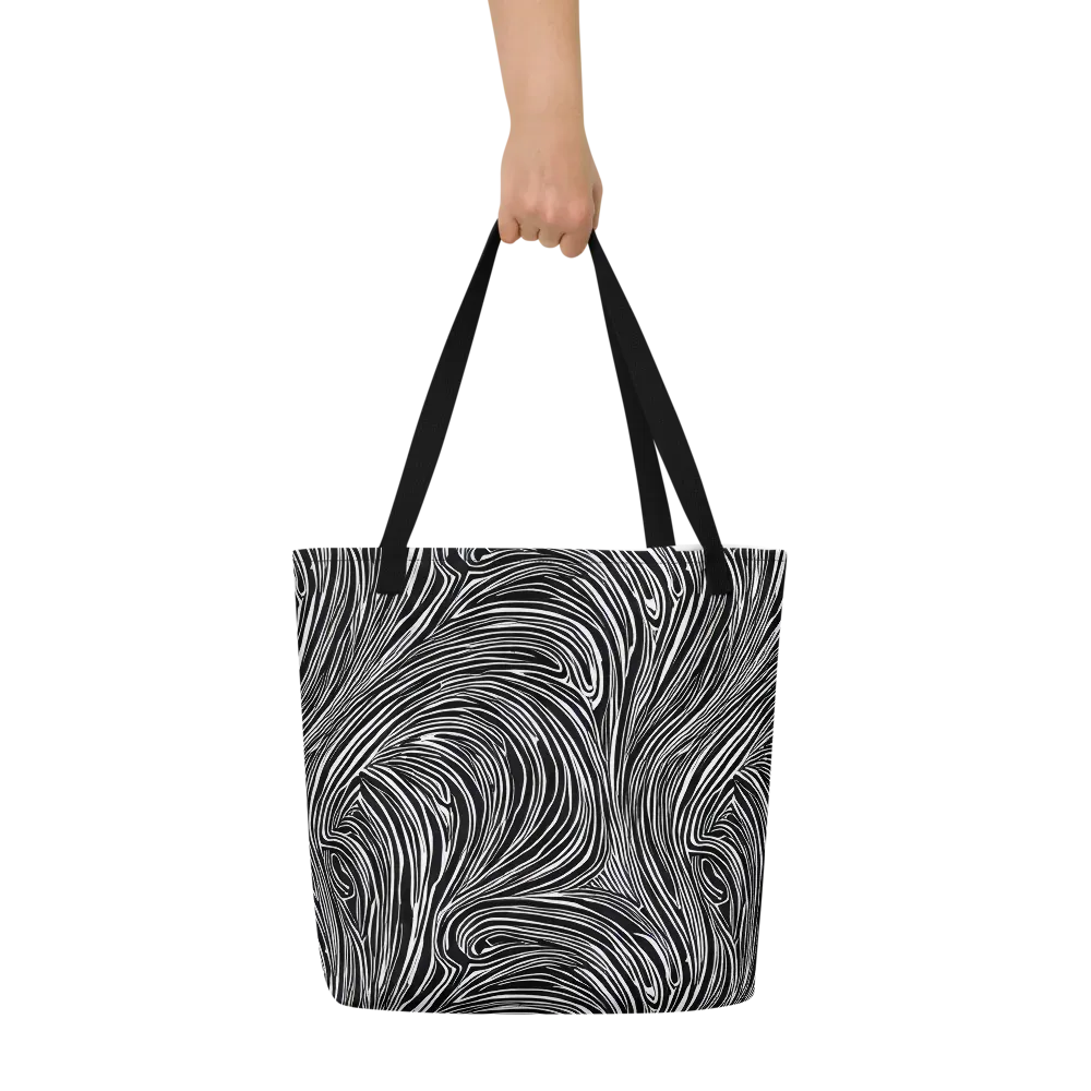 Zebra Vortex on Large Tote Bag W/ Pocket — Front