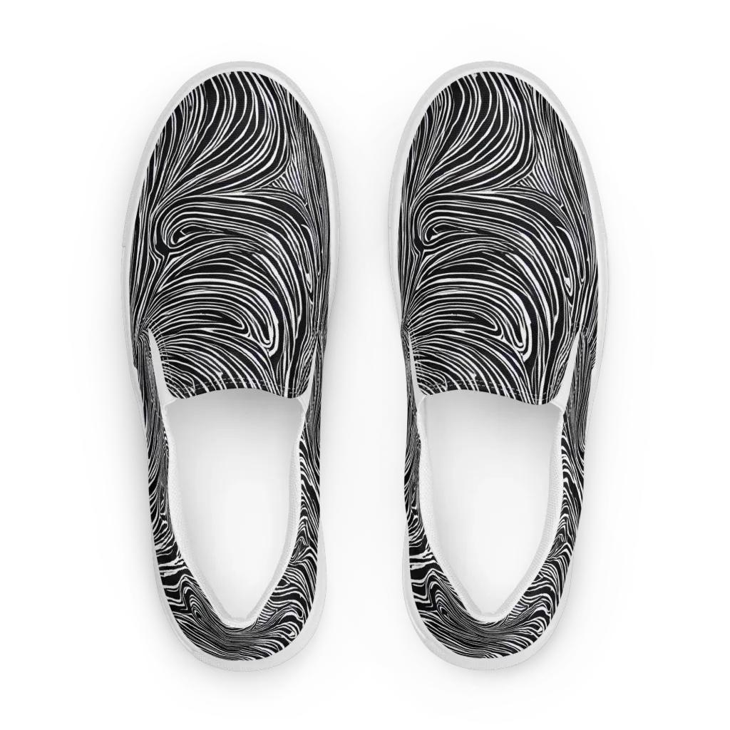 Zebra Vortex on Women's Slip-On Canvas Shoes — Front
