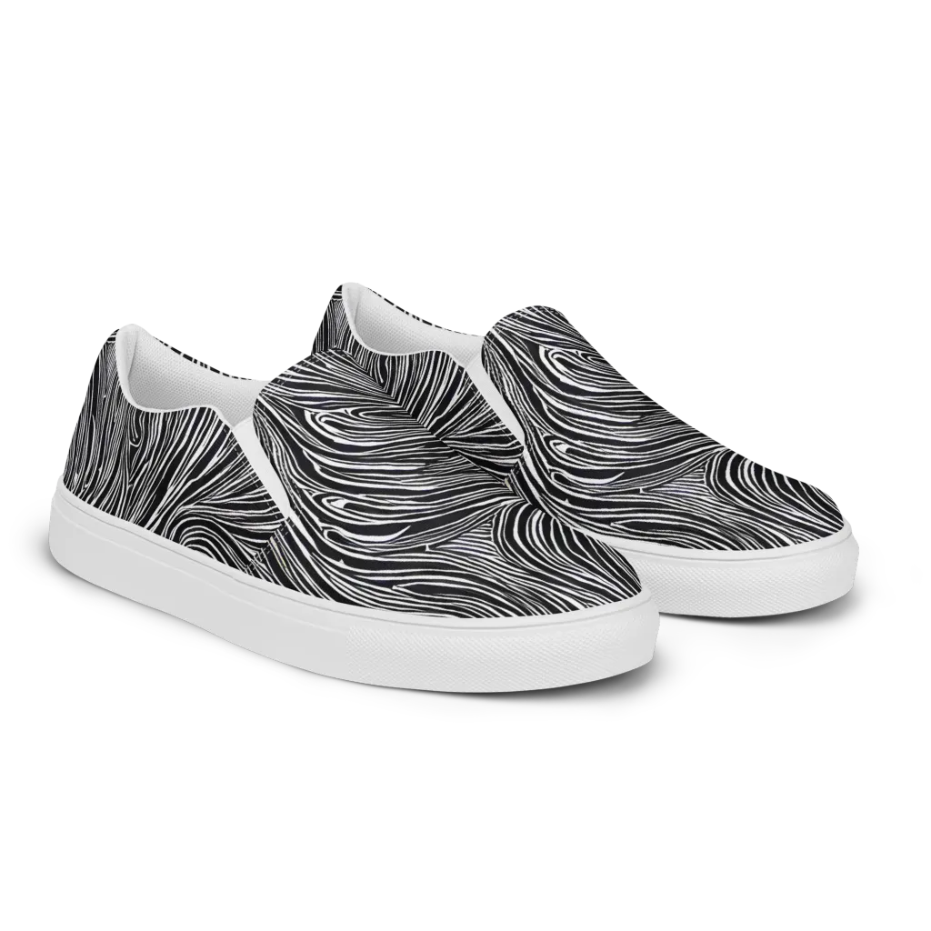 Zebra Vortex on Women's Slip-On Canvas Shoes — Right Front