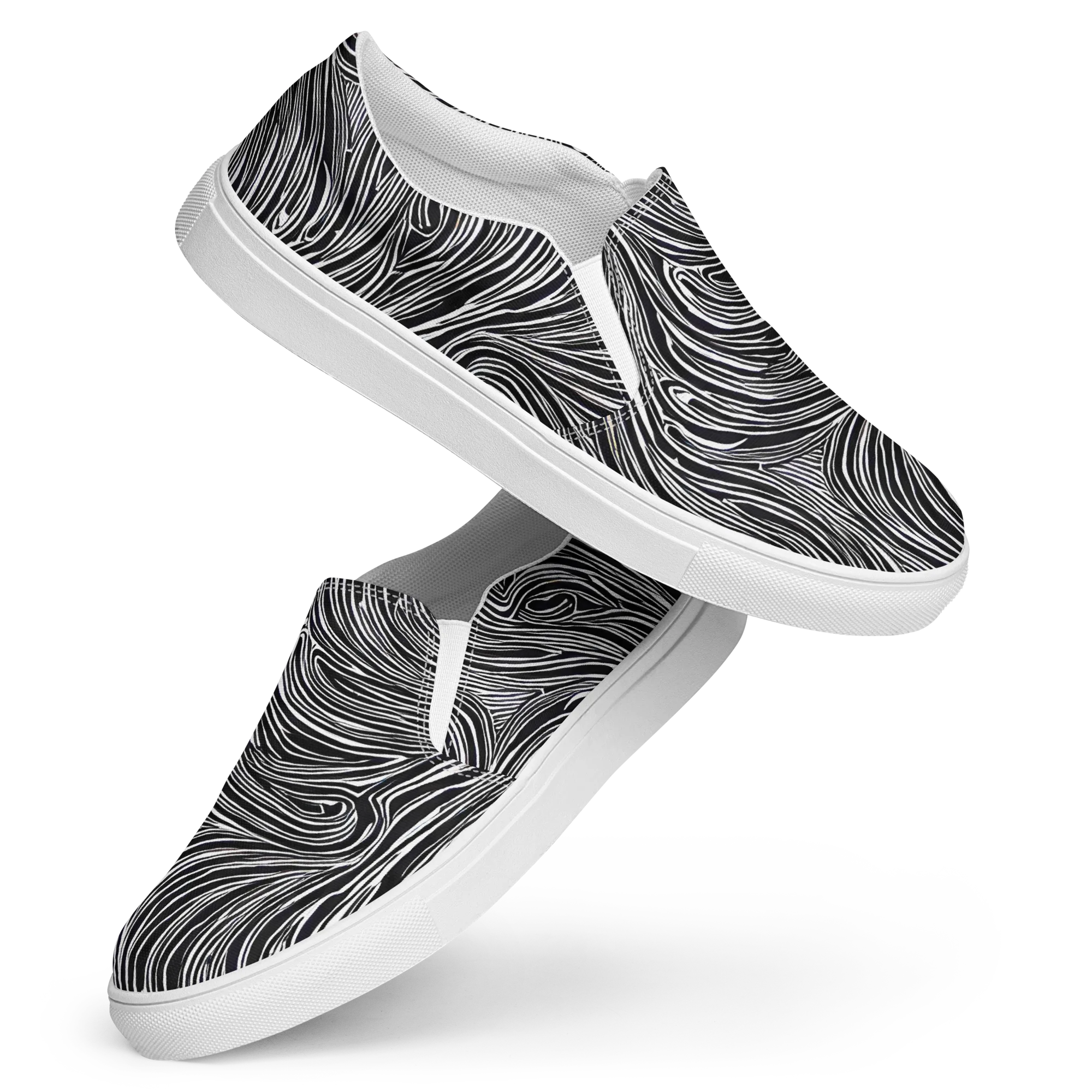 Zebra Vortex on Women's Slip-On Canvas Shoes — Front