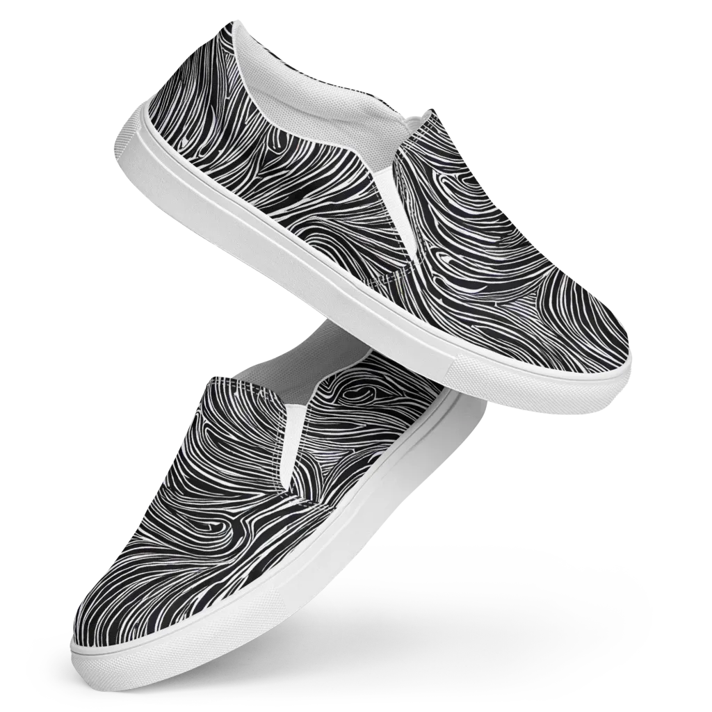 Zebra Vortex on Women's Slip-On Canvas Shoes — Front