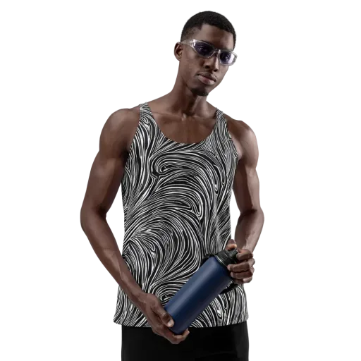Zebra Vortex on a Men's Tank Top