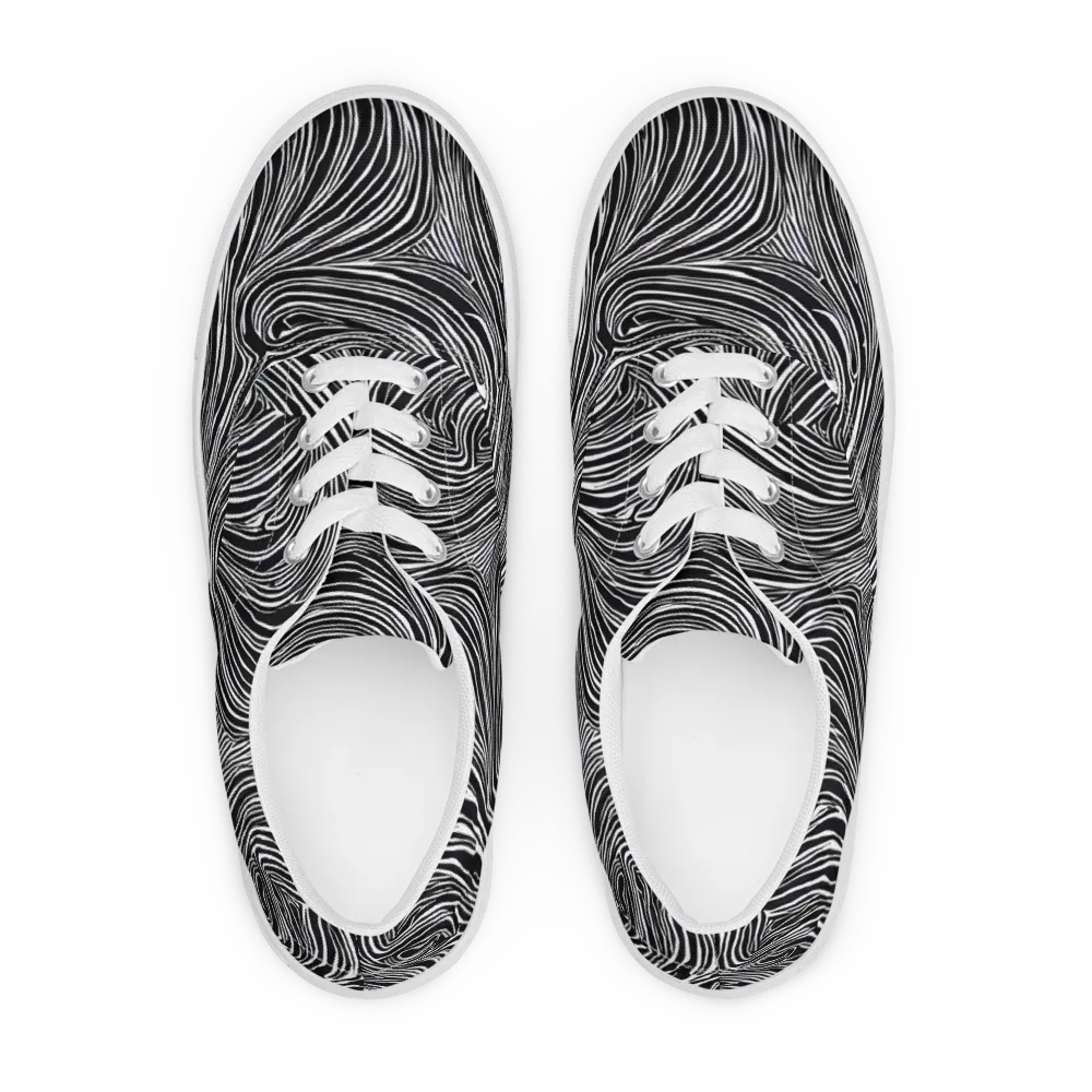Zebra Vortex on Men's Lace-Up Canvas Shoes — Front