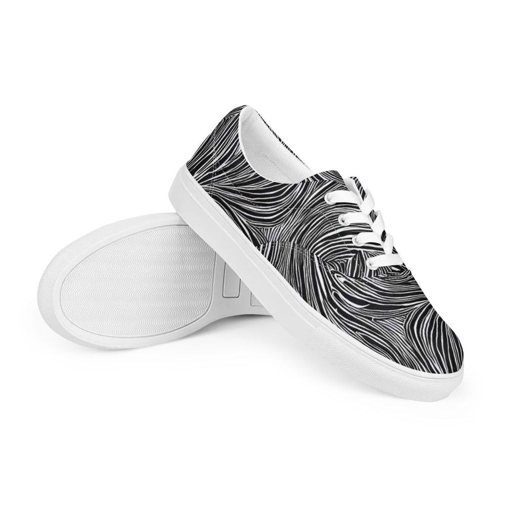 Zebra Vortex on Men's Lace-Up Canvas Shoes — Right Front