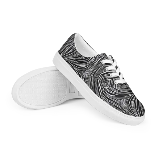 Zebra Vortex on a Men's Lace-Up Canvas Shoes