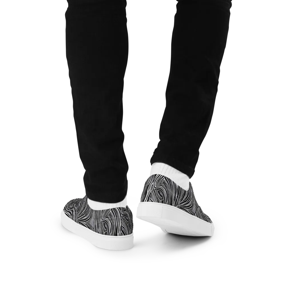 Zebra Vortex on Men's Lace-Up Canvas Shoes — Back
