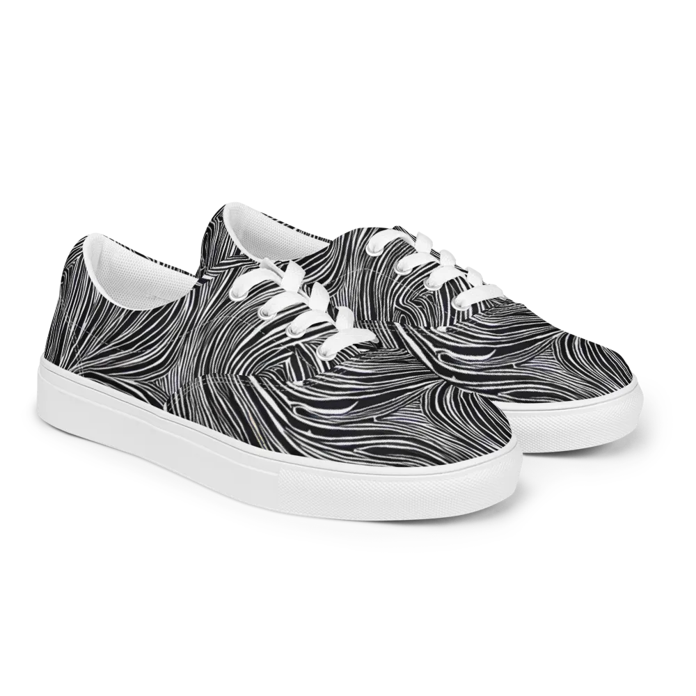 Zebra Vortex on Men's Lace-Up Canvas Shoes — Right Front