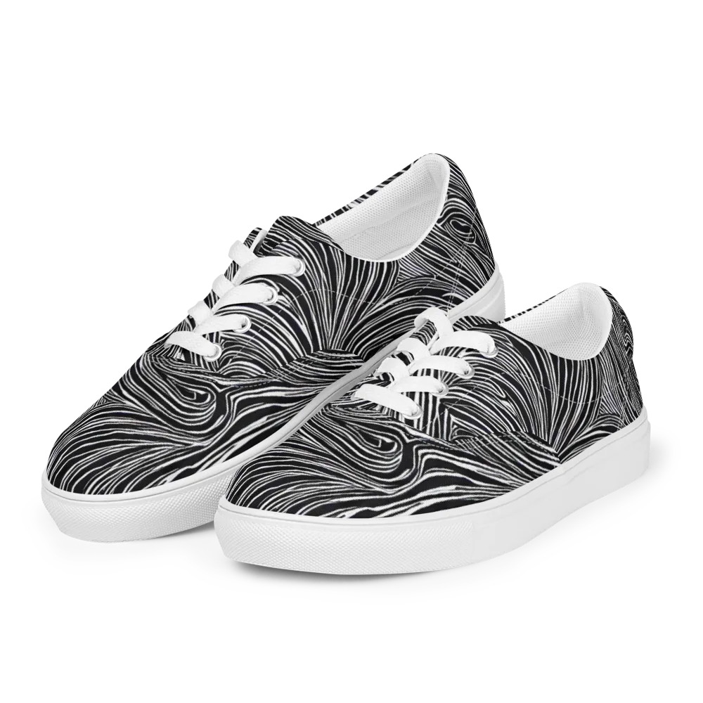Zebra Vortex on Men's Lace-Up Canvas Shoes — Left Front