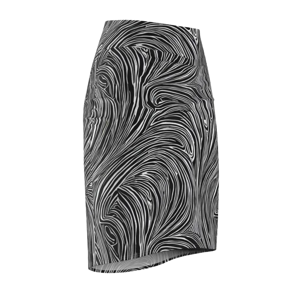 Zebra Vortex on Pencil Skirt — Front Side