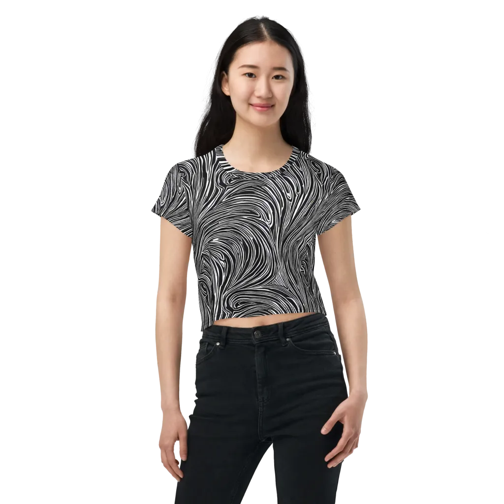 Zebra Vortex on Crop Tee — Front