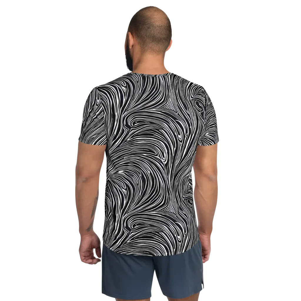 Zebra Vortex on Men's Athletic T-Shirt — Back