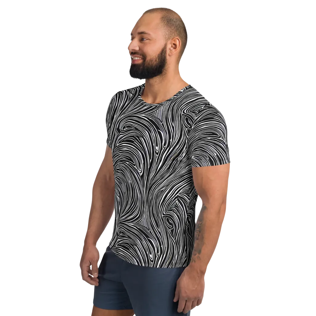 Zebra Vortex on Men's Athletic T-Shirt — Left