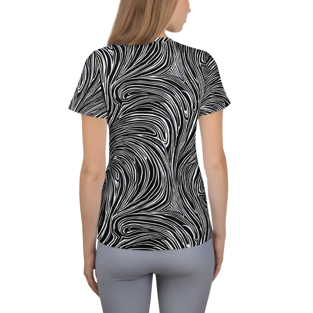 Zebra Vortex on Women's Athletic T-Shirt — Back
