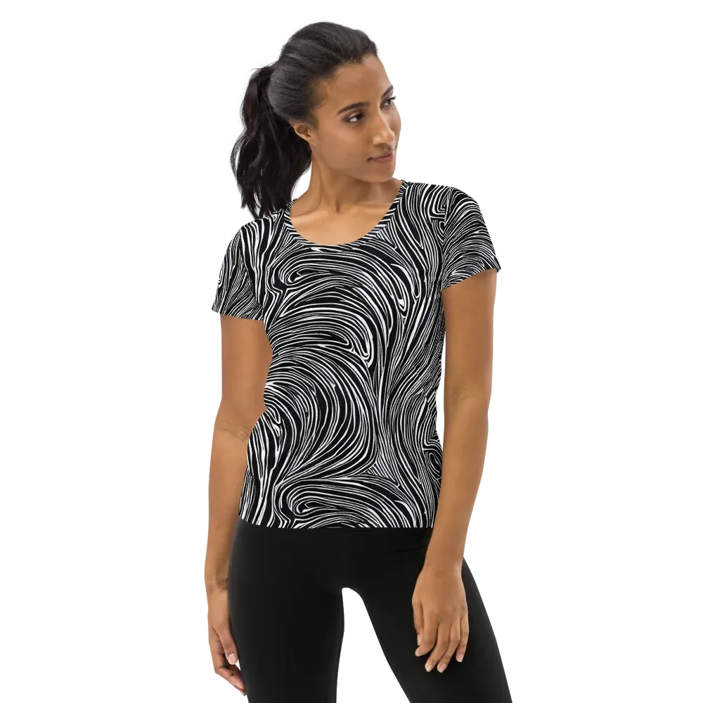Zebra Vortex on Women's Athletic T-Shirt — Front