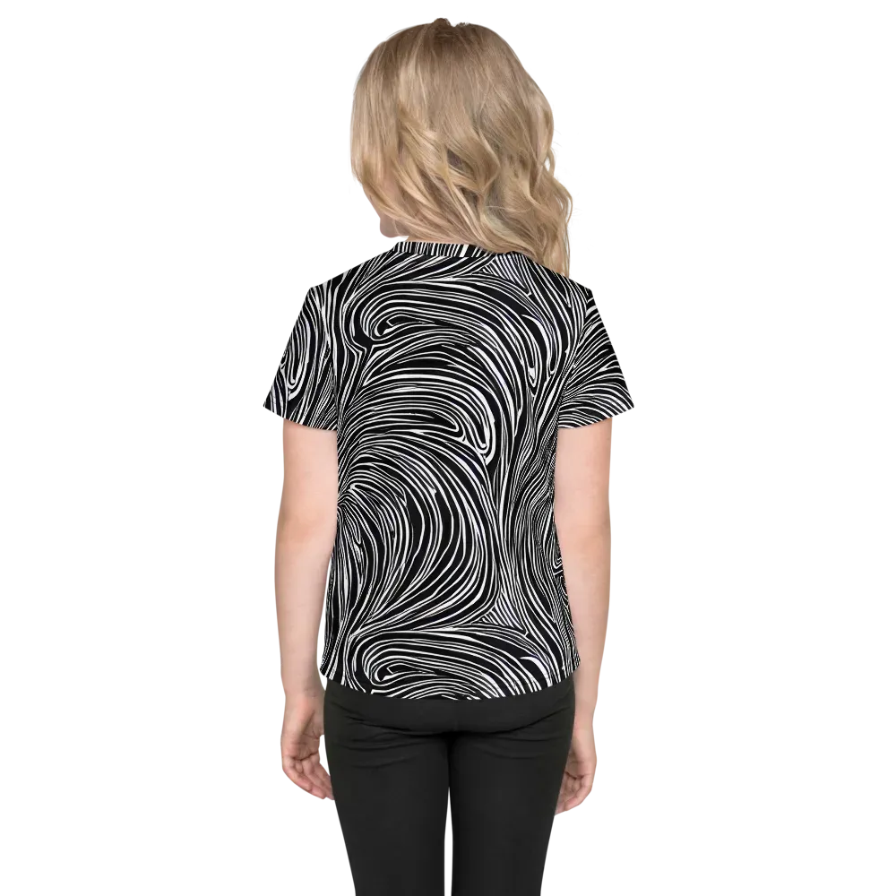 Zebra Vortex on Kids Crew Neck T-Shirt — Back