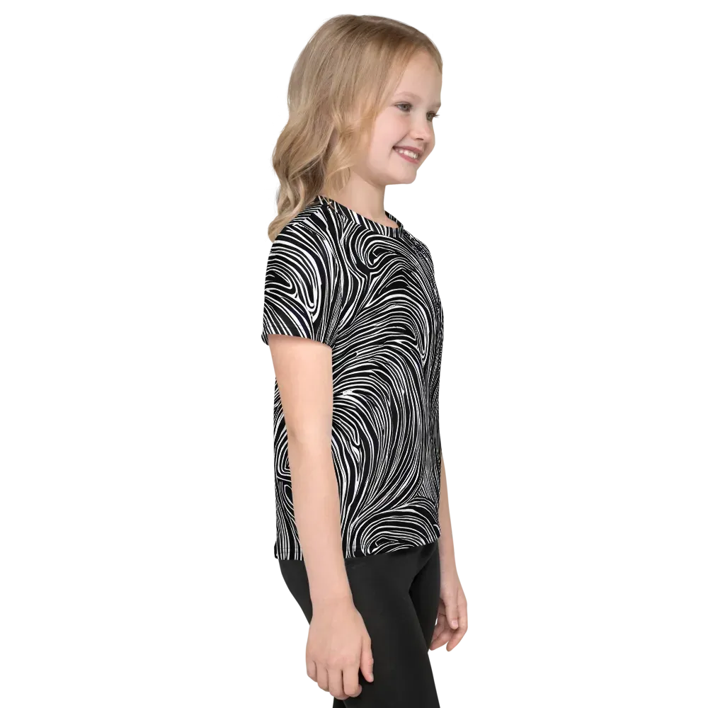 Zebra Vortex on Kids Crew Neck T-Shirt — Right