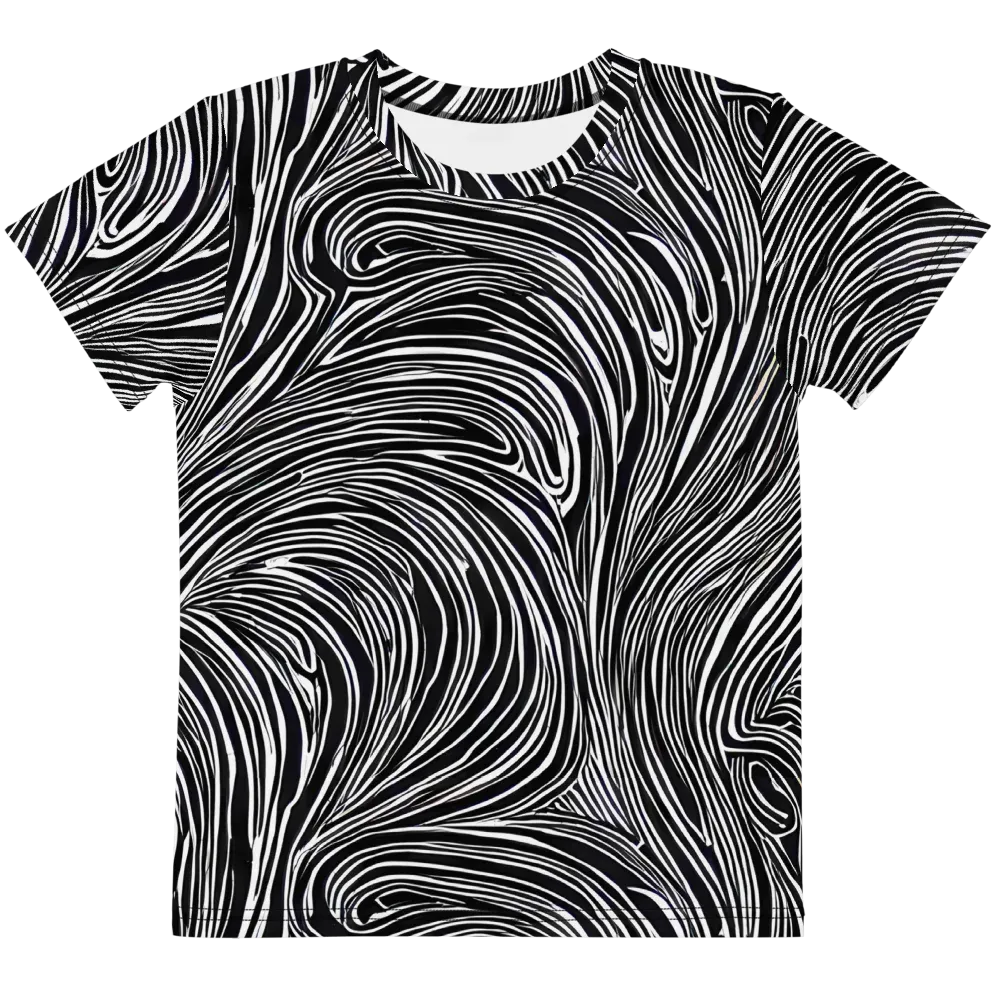 Zebra Vortex on Kids Crew Neck T-Shirt — Front