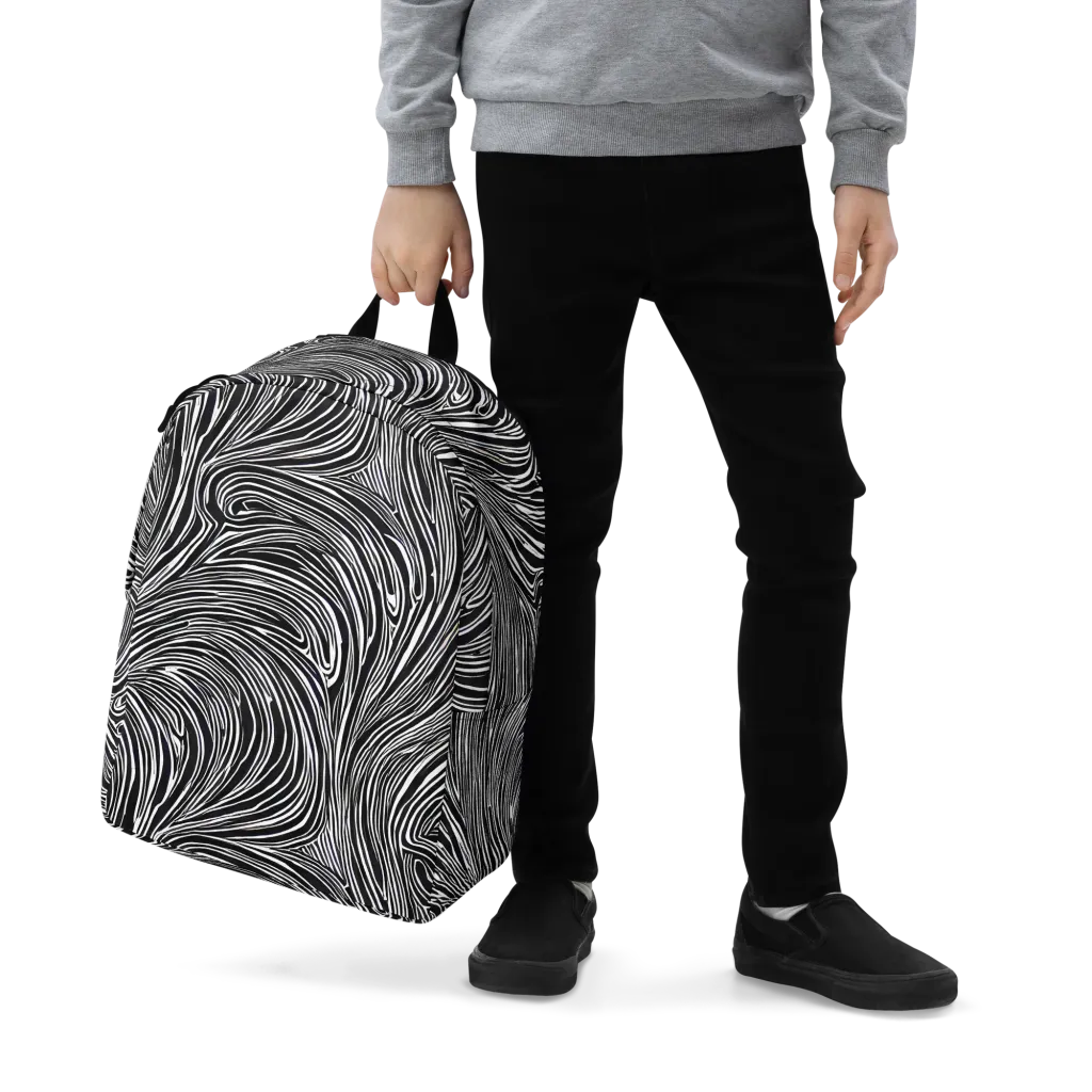 Zebra Vortex on Minimalist Backpack — Zoomed-in