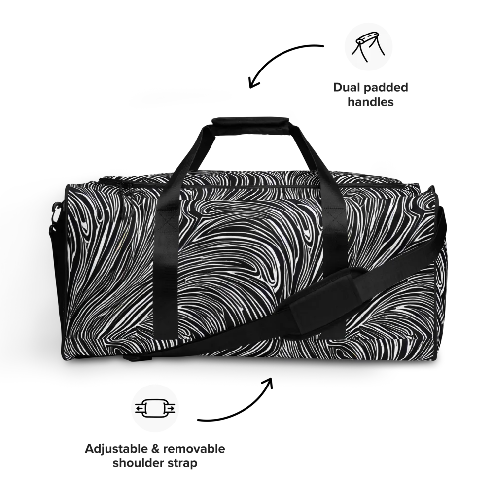 Zebra Vortex on Duffle Bag — Front
