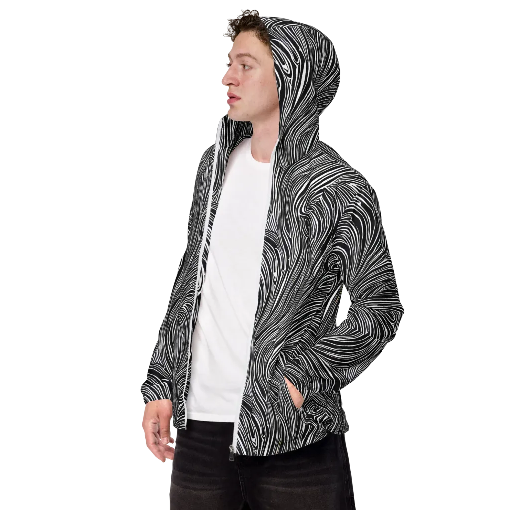 Zebra Vortex on Men's Windbreaker — Left Front