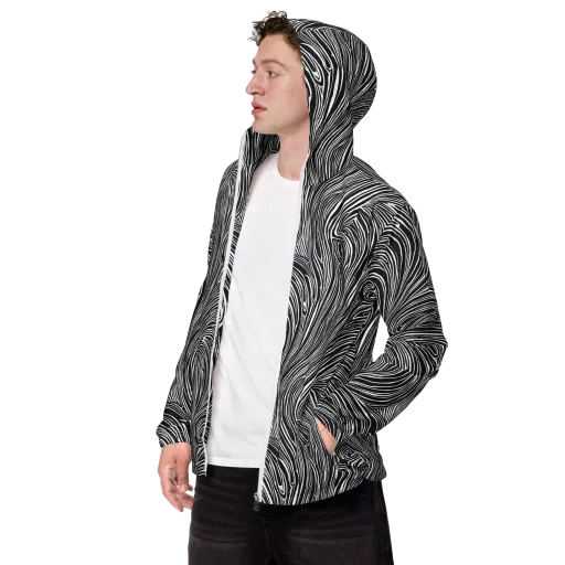 Zebra Vortex on a Men's Windbreaker