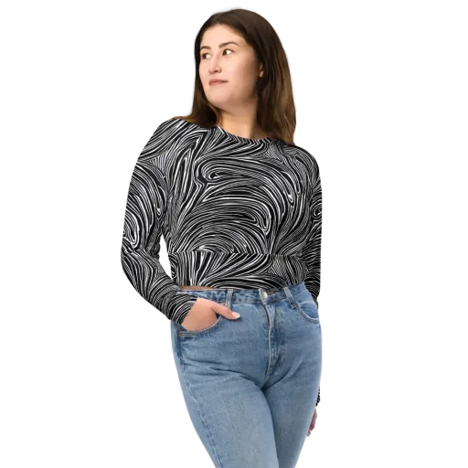 Zebra Vortex on a Long Sleeve Crop Top