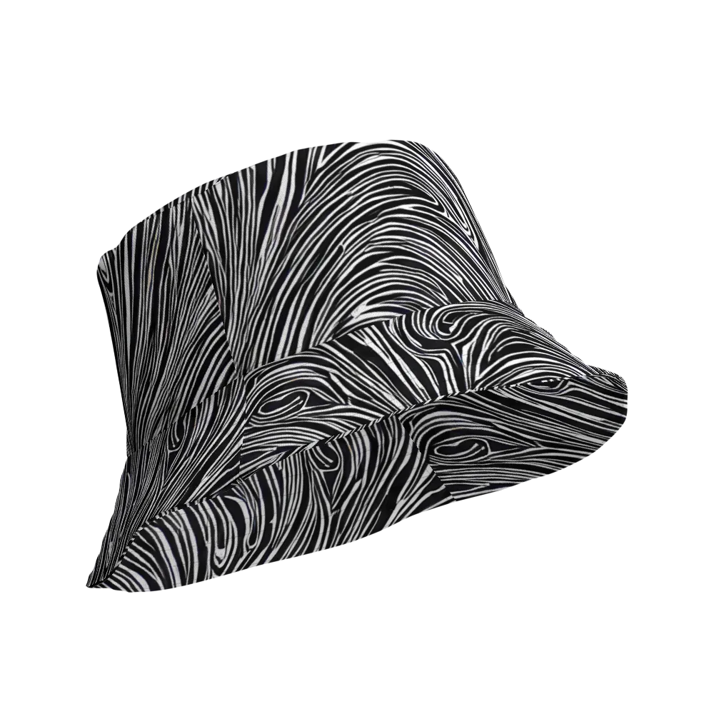 Zebra Vortex on Reversible Bucket Hat — Product details Outside