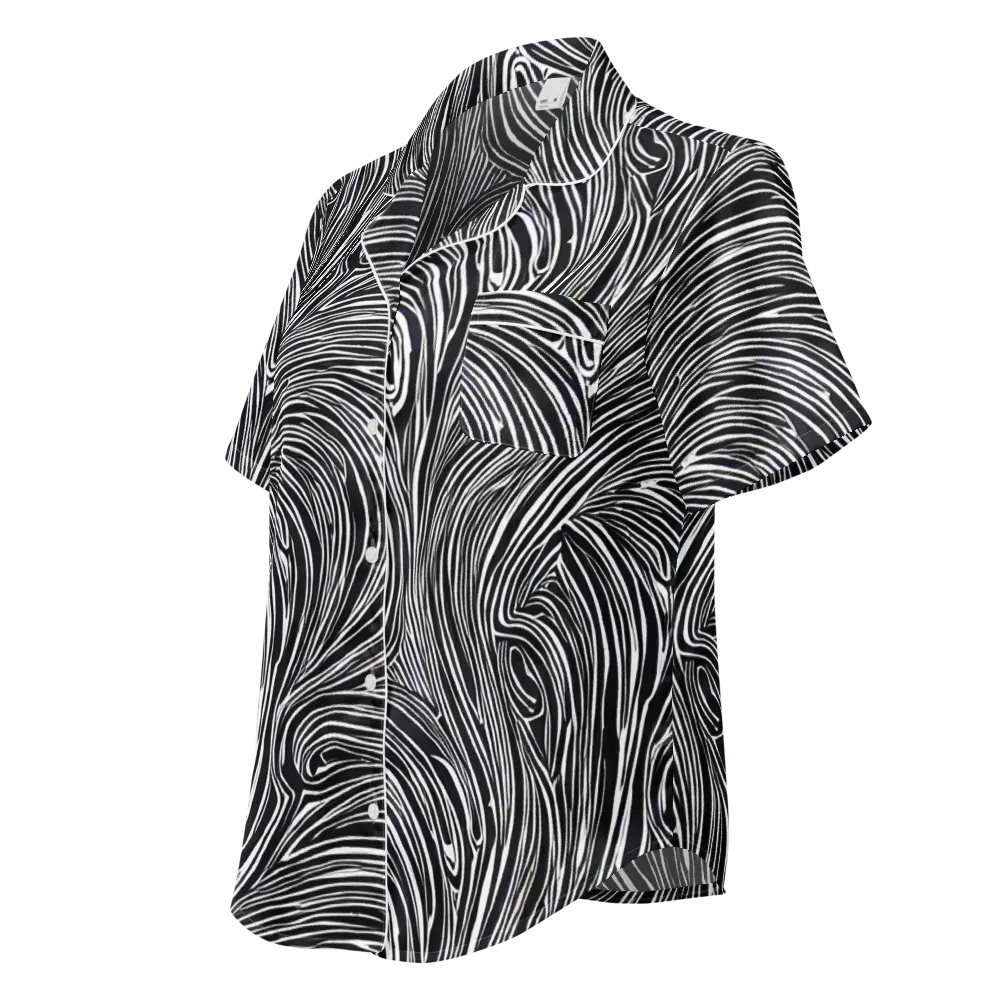 Zebra Vortex on Women's Short Sleeve Pajama Top — Left Front