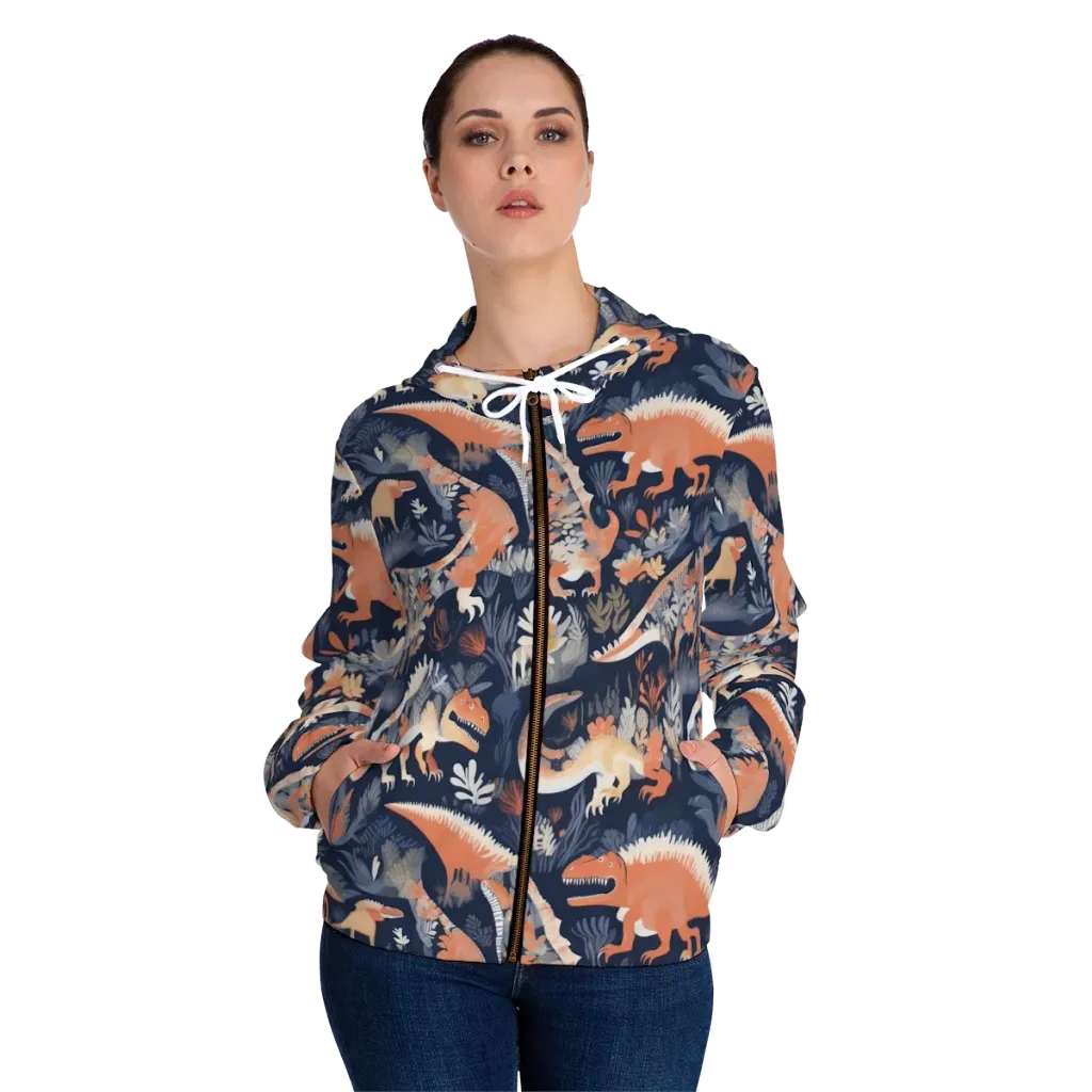 Fossil Garden on Women's Full-Zip Hoodie — Front On Person