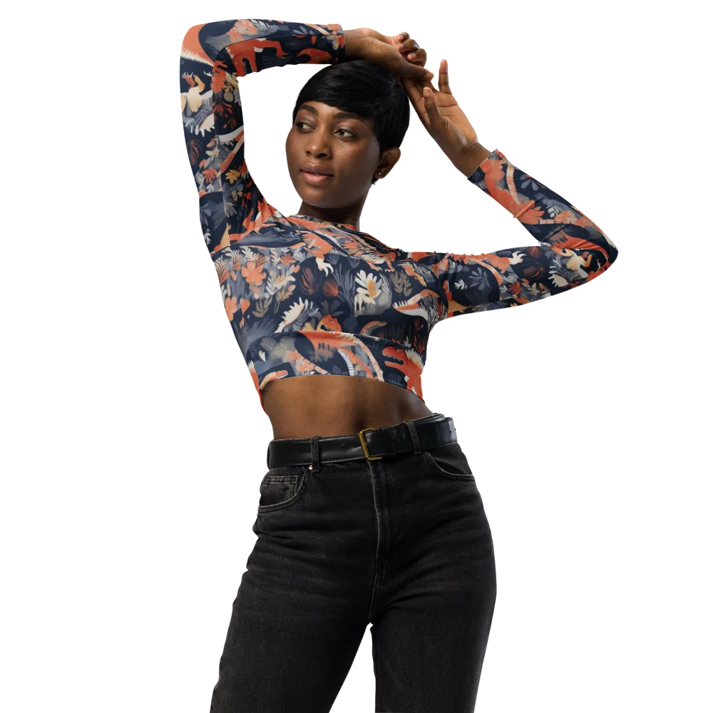 Fossil Garden on Long Sleeve Crop Top — Front