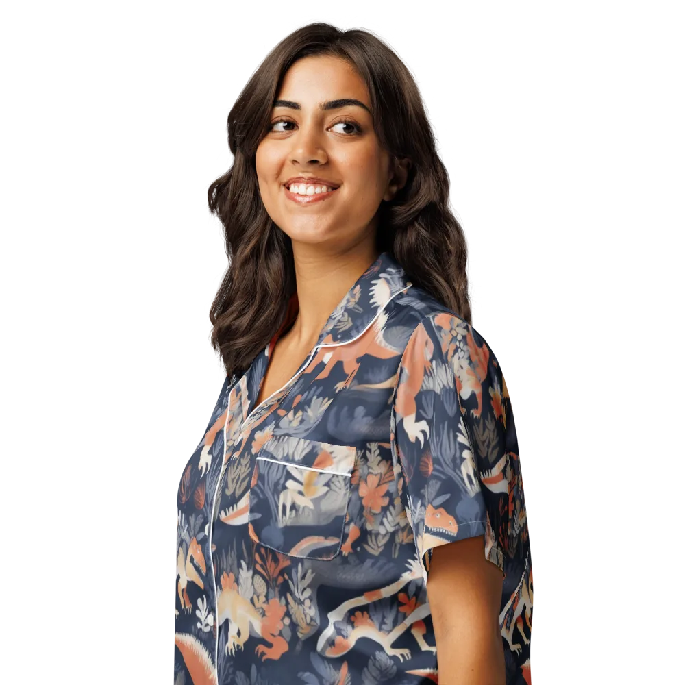 Fossil Garden on Women's Short Sleeve Pajama Top — Left Front