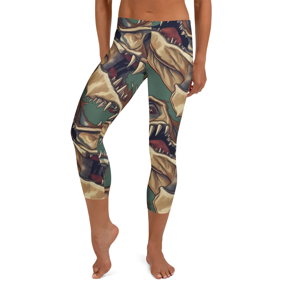 Cretaceous Clash on Capri Leggings — Front