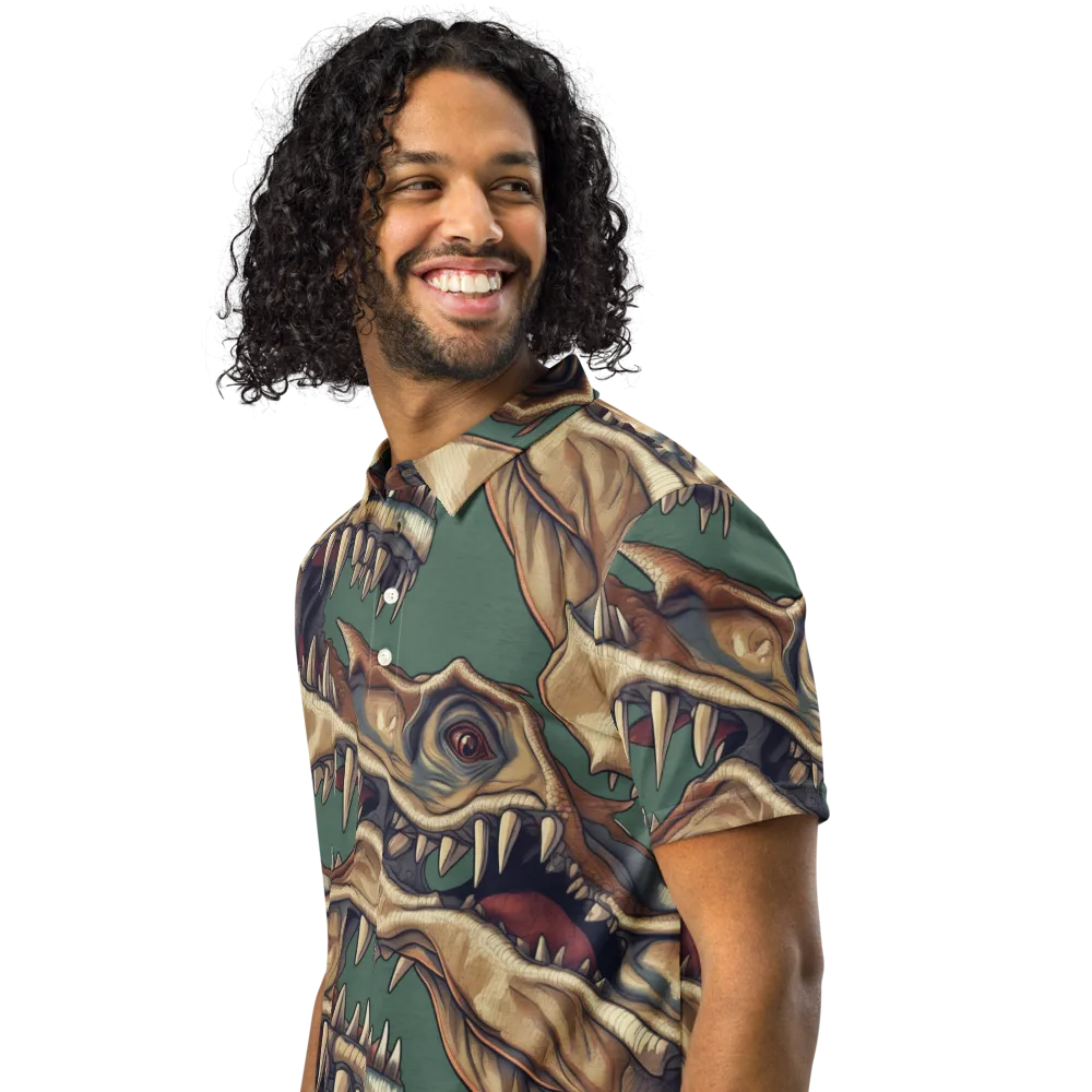 Cretaceous Clash on Men's Slim Fit Polo Shirt — Left Front